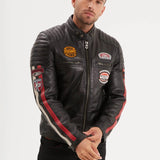 DAYTONA 73 Giacca uomo in pelle nera Gasly Black 