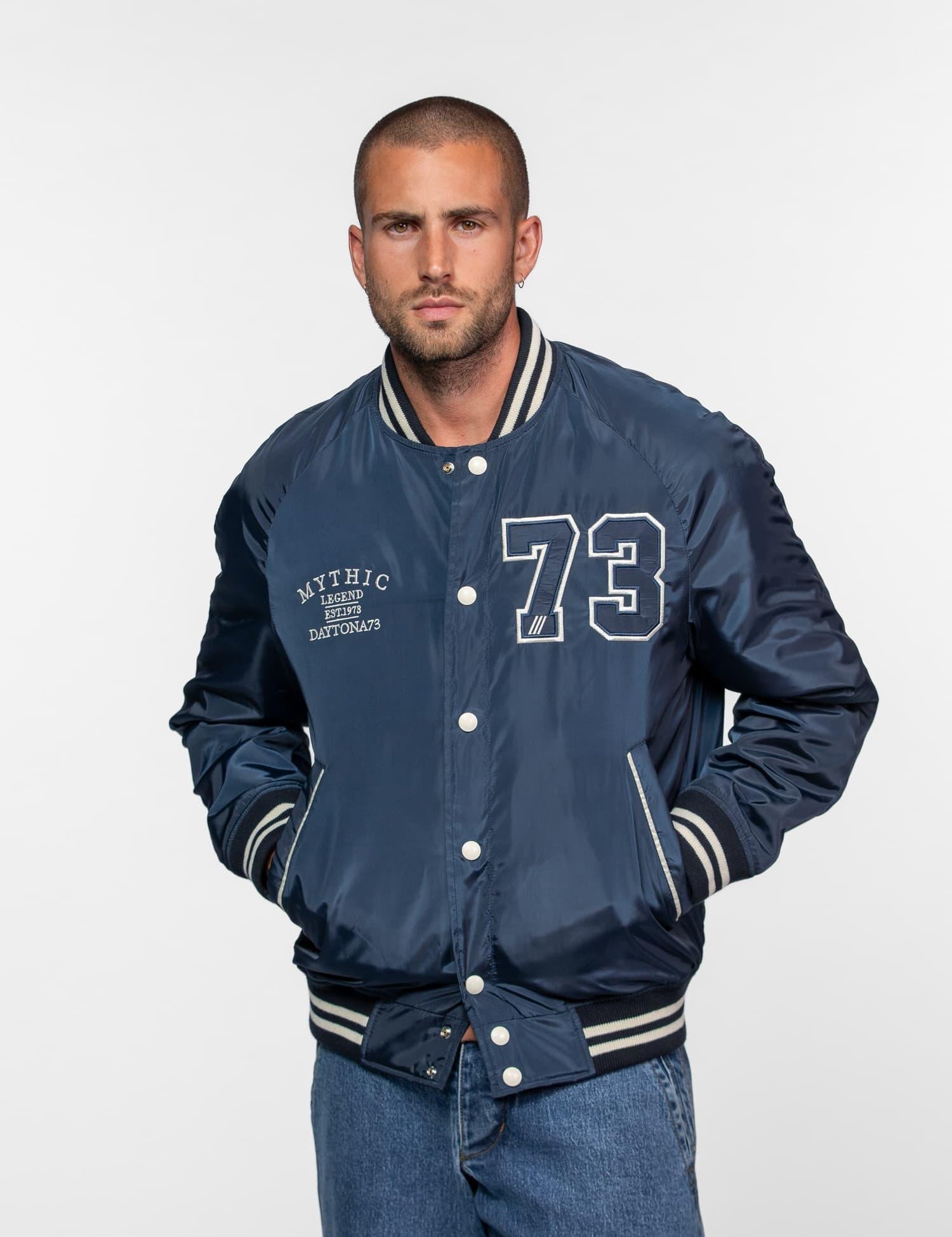 DAYTONA 73 Bomber uomo in nylon blu navy modello Oshawa 