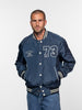 Men's navy blue nylon bomber jacket, Oshawa model