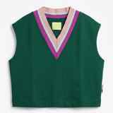OOF WEAR Gilet donna tennis in cotone con scollo V verde 