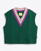 Gilet donna tennis in cotone con scollo V verde