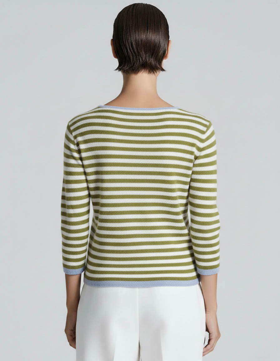 BE YOU GERALDINEALASIO Maglia Benedicta verde/bianco 
