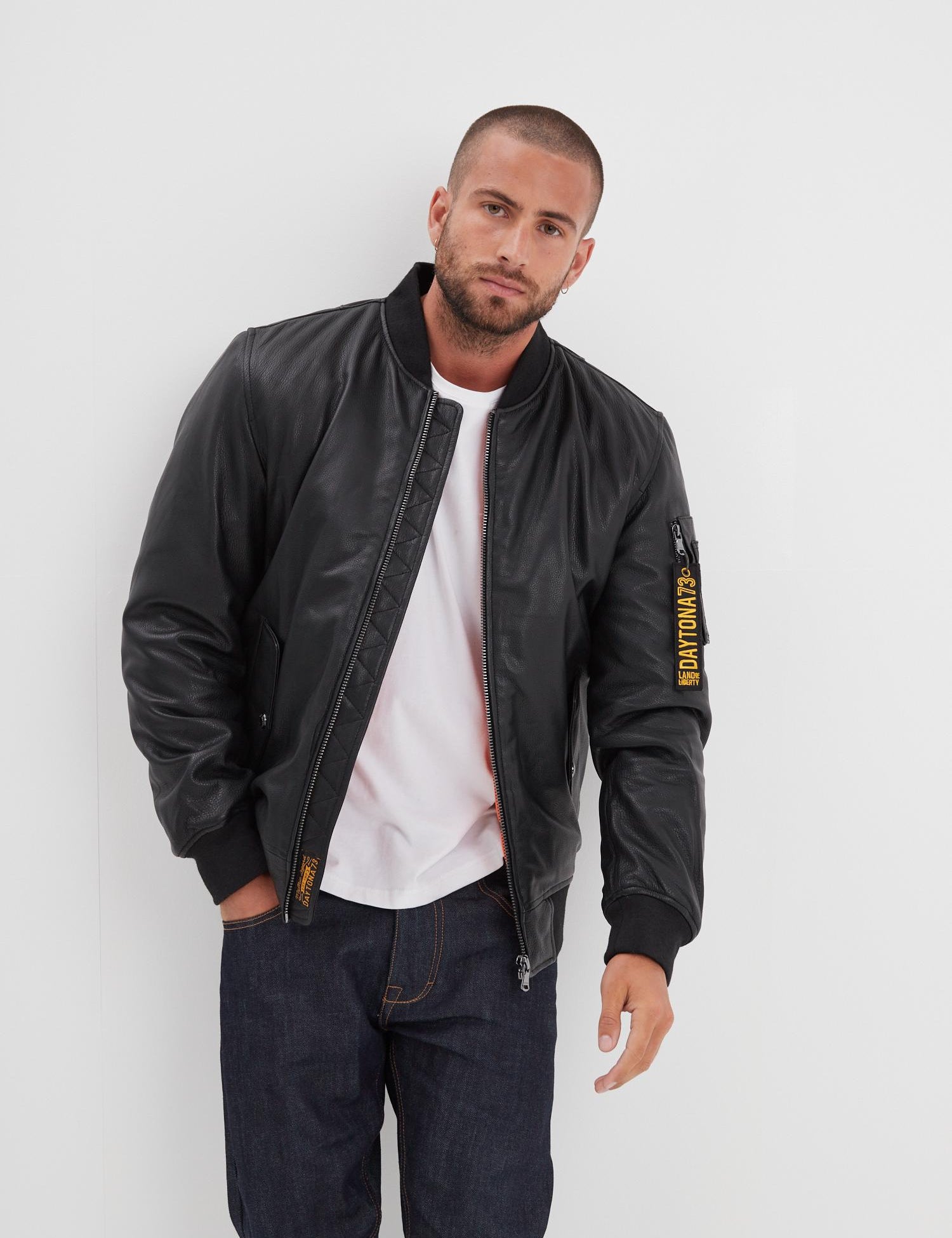 DAYTONA 73 Giacca in pelle nera uomo Redmond 
