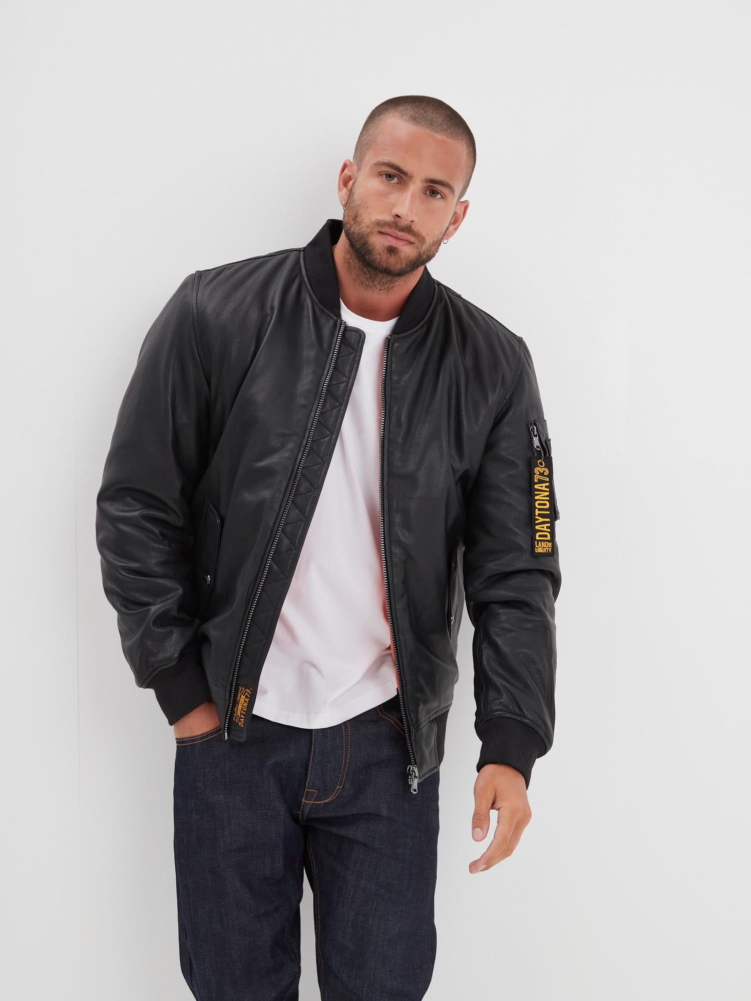 DAYTONA 73 Giacca in pelle nera uomo Redmond 