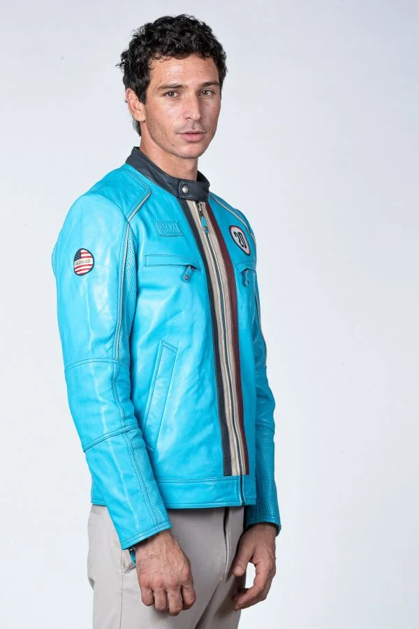 STEVE MCQUEEN Giacca uomo Liam Norse Blue in pelle di montone 