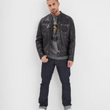 DAYTONA 73 Giacca in pelle nera uomo Wartburg 