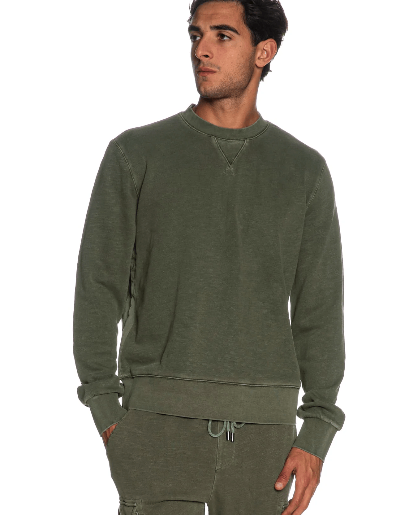 KEELING Felpa unisex in cotone Olive Sabah Crew girocollo 