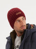 Berretto con risvolto in lana burgundy