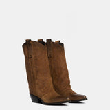 METISSE Stivali Texani in Camoscio Taupe 