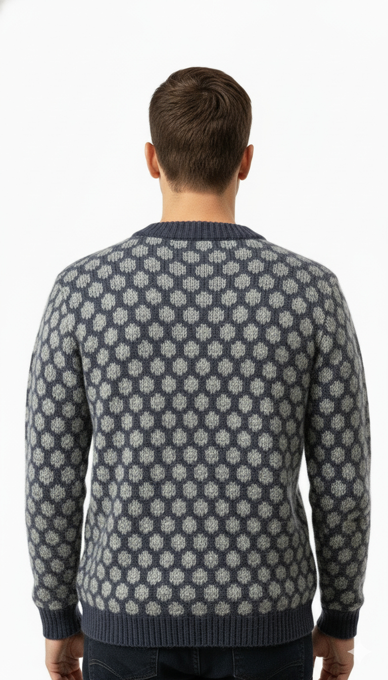 RAKKI Maglione uomo a pois in cashwool e mohair 