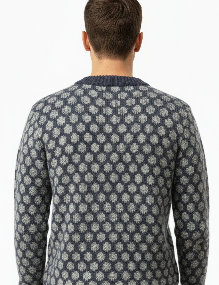 RAKKI Maglione uomo a pois in cashwool e mohair 