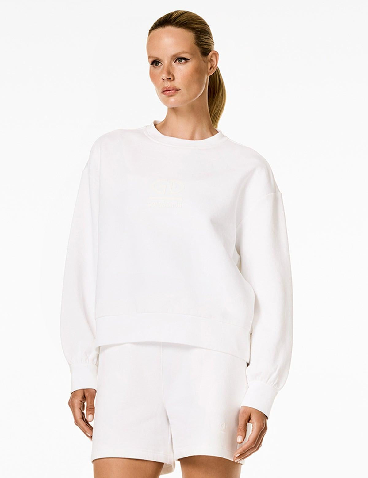 GOLDBERGH Felpa donna Relax girocollo in cotone bianca 