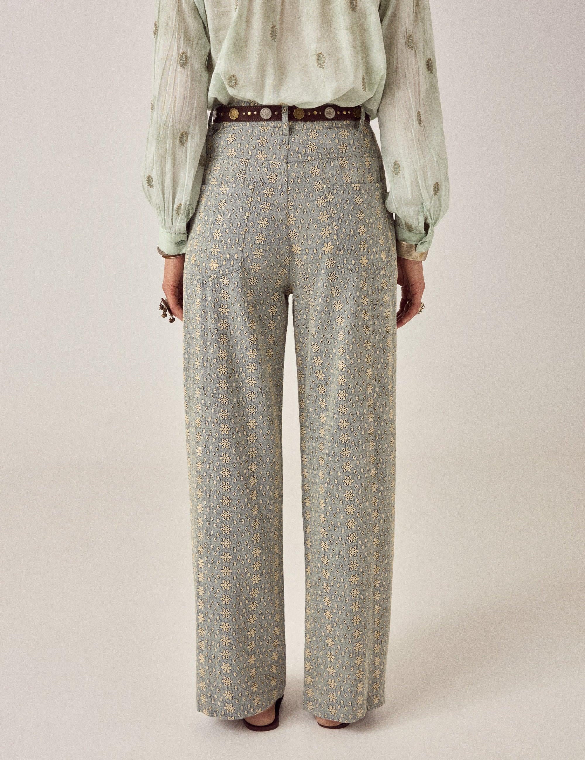 MAISON HOTEL Pantalone donna Theodore Western Lace in cotone ricamato 
