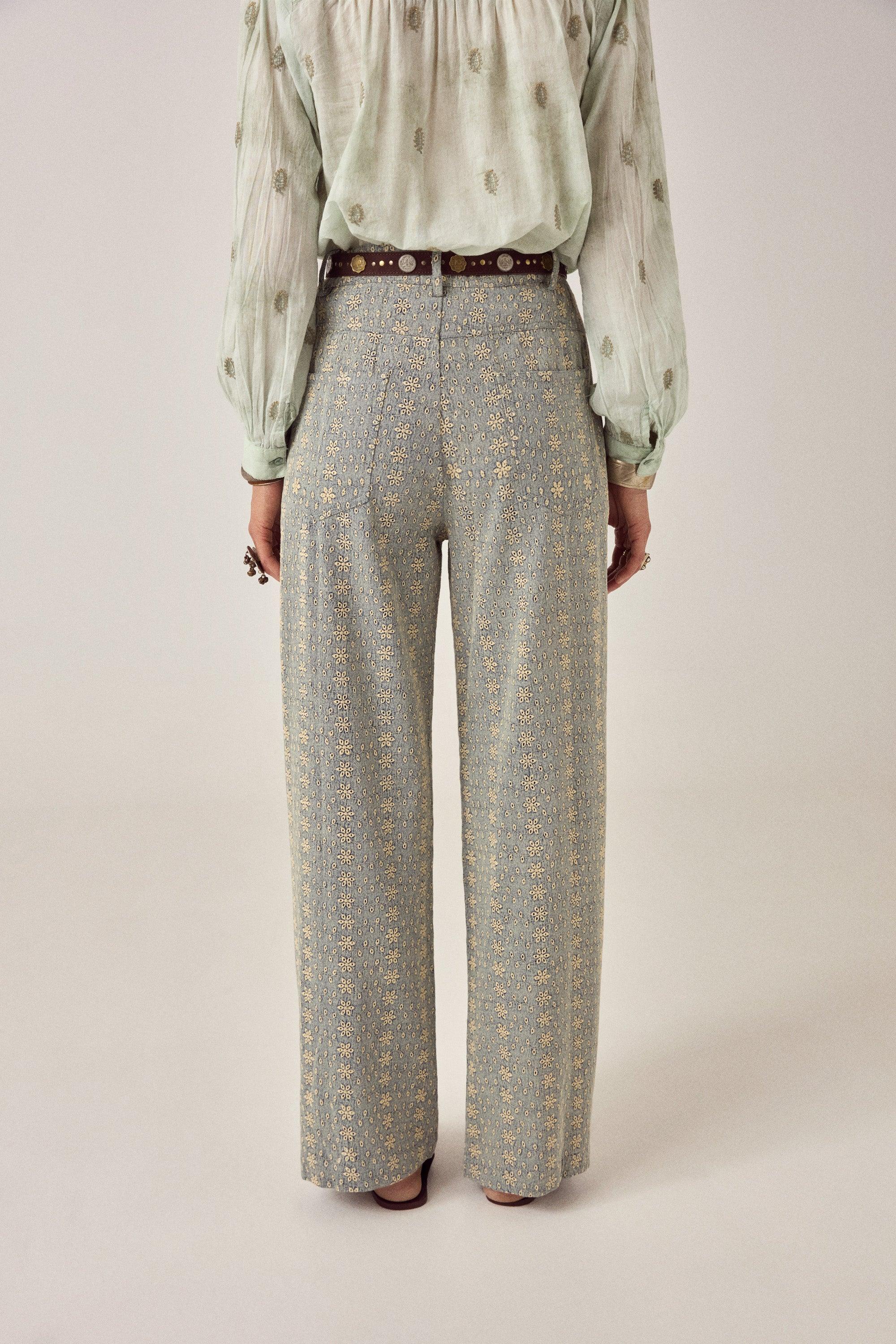 MAISON HOTEL Pantalone donna Theodore Western Lace in cotone ricamato 