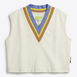 OOF WEAR Gilet donna tennis in cotone con scollo V panna 