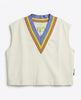 Gilet donna tennis in cotone con scollo V panna