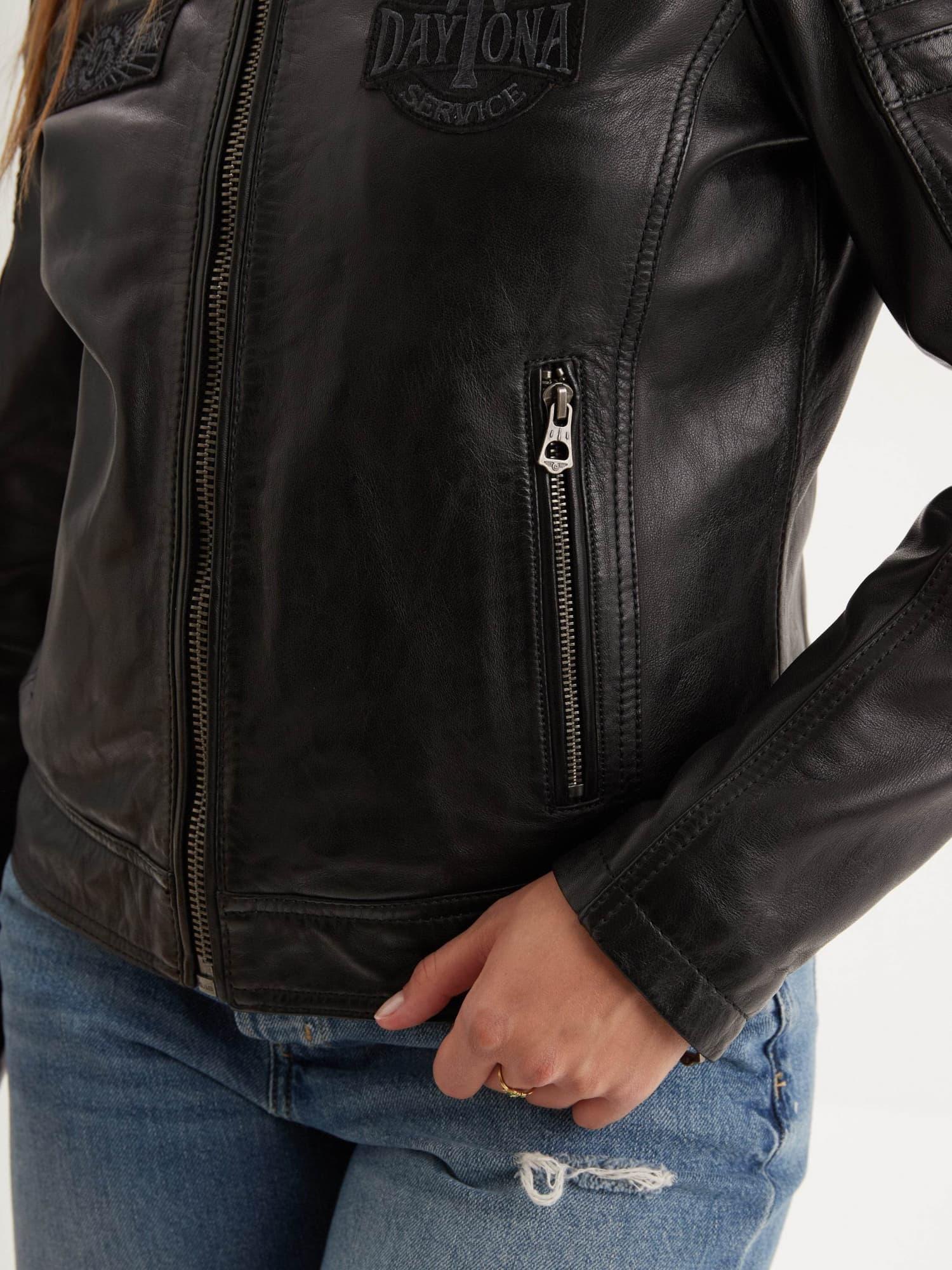 DAYTONA 73 Giacca donna in pelle nera Walkora Black 