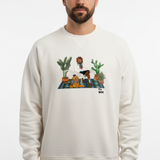 INTHEBOX Felpa unisex bianca in cotone girocollo ricamo Mr Box cactus 