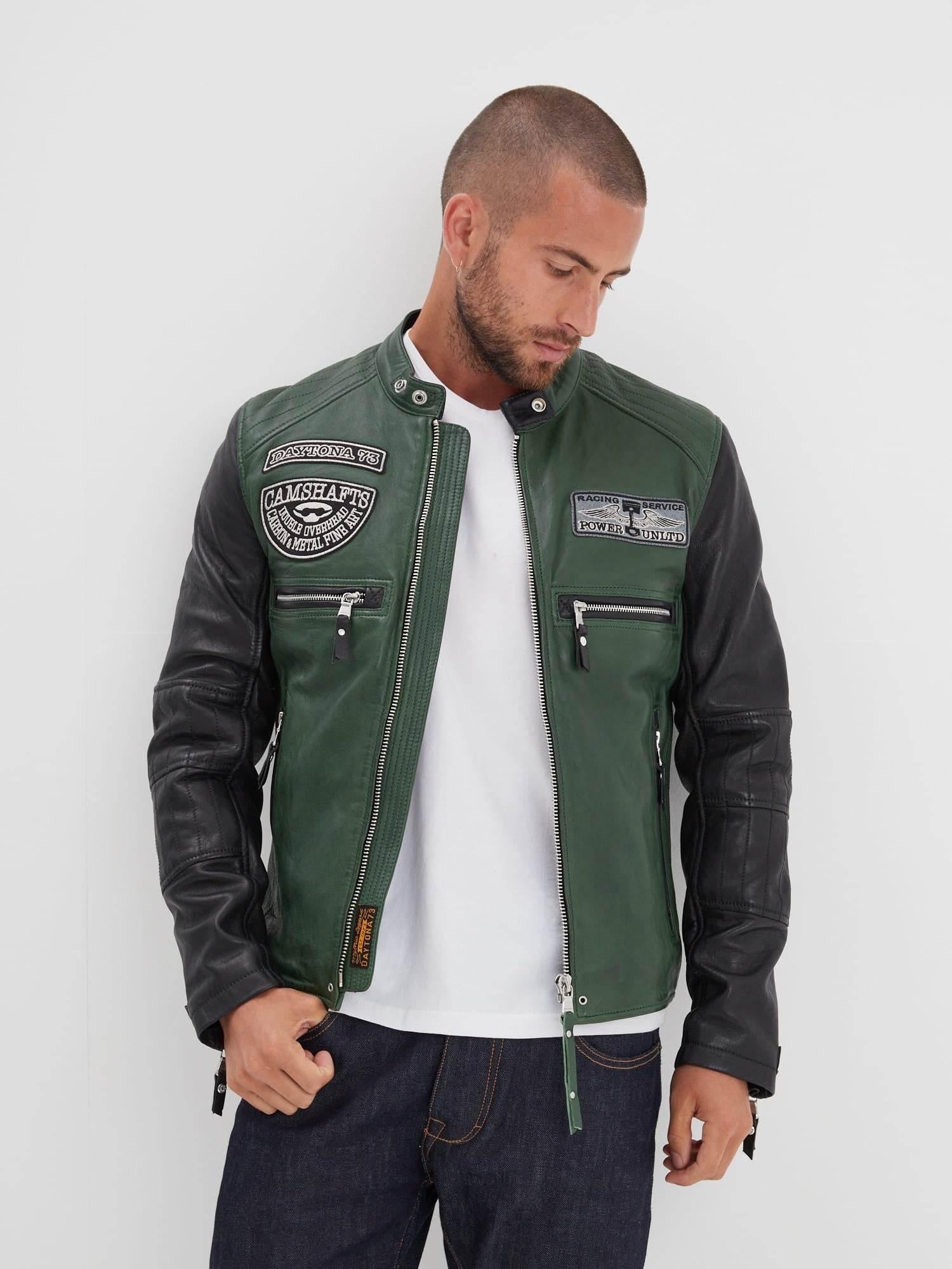 DAYTONA 73 Giacca in pelle verde uomo Roscoda 